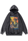 Punk print hoodie grunge pullover rocker top in acid grey