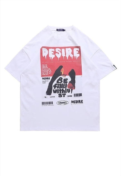 Retro poster print t-shirt punk tee grunge top in white