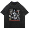 Punk print t-shirt skeleton top vintage wash jumper x-ray bones tee retro poster pullover in acid grey