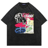 Peace sign t-shirt graffiti top hippie jumper vintage wash pullover pop art tee in acid grey