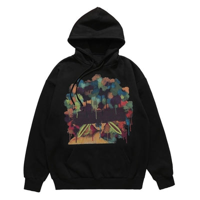 Girl print hoodie abstract graffiti pullover rainbow jumper