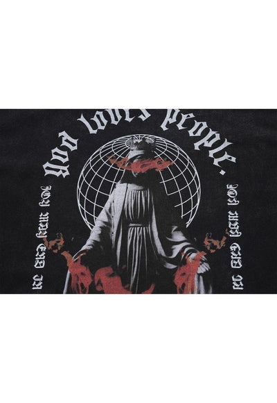 God slogan t-shirt saint print tee grunge top in acid black