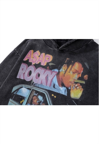 ASAP Rocky hoodie hip-hop pullover rapper jumper in grey