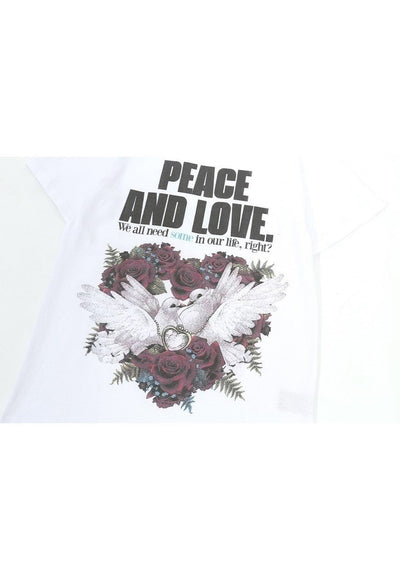 Peace slogan t-shirt dove tee retro cartoon top in white