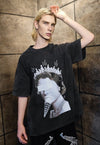 Queen t-shirt premium vintage wash punk grunge tee in grey