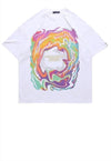 Flame t-shirt abstract sky tee skater neon top in black