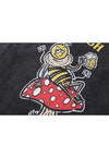 Bee print t-shirt beer cartoon tee psychedelic top acid grey