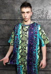 Tie-dye snake tee handmade python t-shirt rave top in green