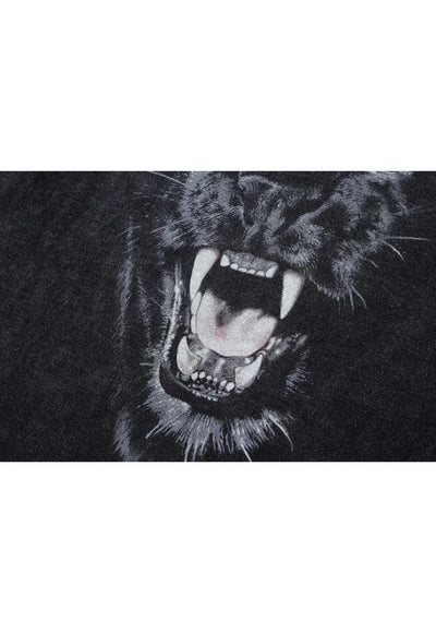 Black panther t-shirt fang print tee retro animal print top