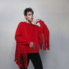 Cowboy sweatshirt tassels jumper Wild West top boho catwalk top going out long sleeve gothic sweat fancy dress sweater in red