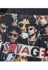 Rapper print t-shirt 21 savage tee hip-hop top in retro grey