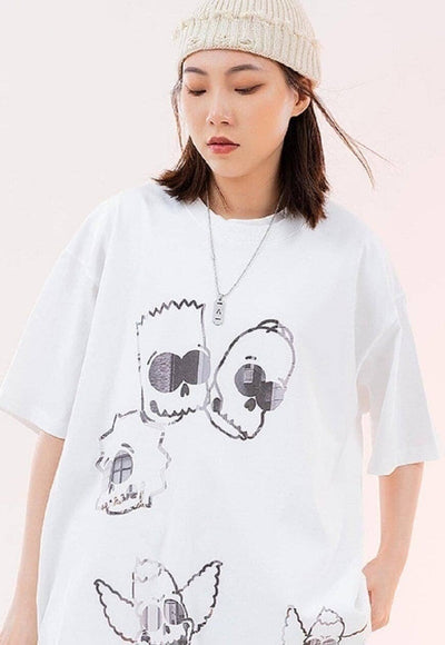 Simpsons t-shirt retro cartoon tee grunge top in white