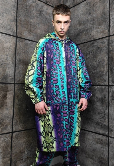 Tie-dye snake jacket handmade python windbreaker in purple