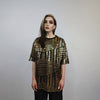 Golden sequin t-shirt glitter top sparkle jumper party pullover glam rock jumper fancy dress embellished going out tee in luminous yellow