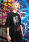 Jigsaw t-shirt old horror movie tee Gothic top in acid black