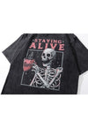 Skeleton t-shirt grunge skull tee retro bones punk top black