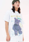 Teddy print t-shirt grunge bear tee skater slogan top white