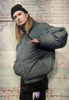 Luminous bomber shiny jacket reflective raver puffer green