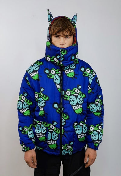 Panther bomber reversible jacket detachable cartoon puffer