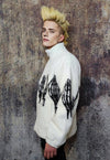 Skeleton fleece jacket faux fur grunge bones bomber in white