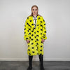 Star print fur coat yellow long heavy trench fluorescent psychedelic overcoat rave bomber festival geometric jacket custom going out peacoat