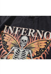 Skeleton print t-shirt butterfly tee inferno top in grey