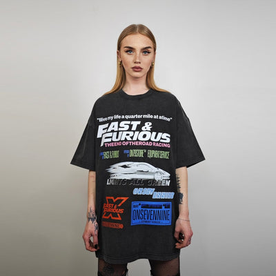 Racing t-shirt motorsports tee fast & furious top acid grey