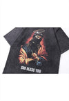 Thug Jesus t-shirt balaclava print tee retro God cartoon top