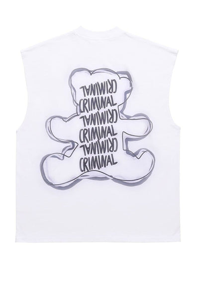 Teddy bear sleeveless t-shirt animal tank top surfer vest