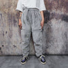 Grey soft fleece joggers luminous detachable pants handmade shiny faux fur raver shorts premium festival overalls in electric light gray