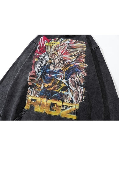 Anime hoodie Japanese pullover Dragon ball Z top in grey
