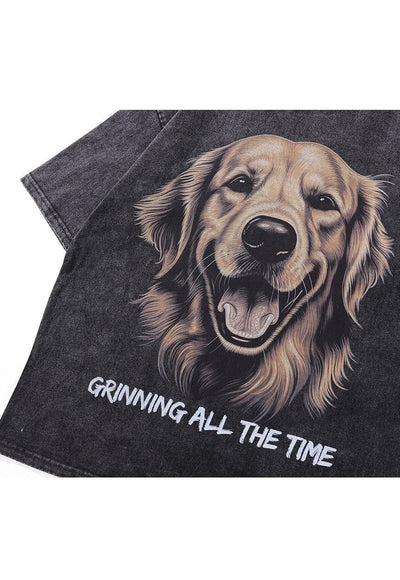 Golden Retriever t-shirt dog print tee old top vintage grey