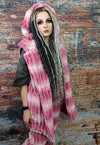 Tiedye fleece coat handmade 2in1 gradient trench jacket pink