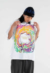 Rainbow t-shirt abstract tee skater neon top in white