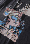 Tattoo t-shirt retro cartoon print tee Anime top acid grey