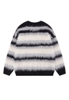 Striped sweater fluffy knitted jumper soft fleece in black