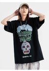 Skeleton print t-shirt grunge tee skater skull top in black