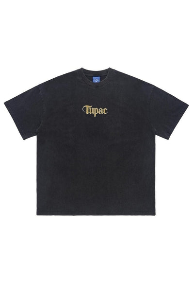 Thug t-shirt rapper tee grunge gangster top in acid black