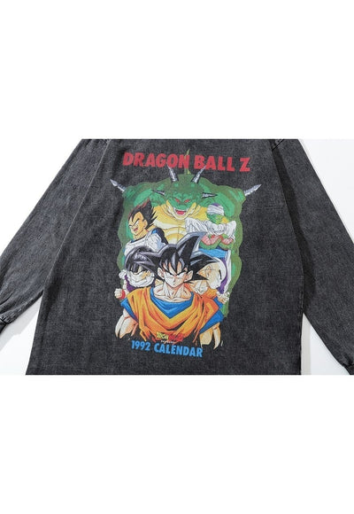 Dragon ball Z t-shirt old anime long tee retro top acid grey