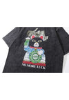 Maneki-neko t-shirt punk anime tee retro Japanese top grey