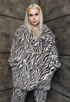 Zebra fleece coat handmade 2in1 stripe jacket in pastel pink