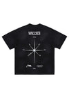 Crew slogan t-shirt Geometric print tee grunge top in black