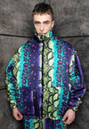 Check fleece jacket green handmade reversible chess coat