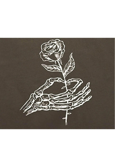 Skeleton hand t-shirt rose print tee bones top grunge jumper