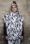 Gothic fleece bomber 2 in 1 detachable handmade zebra jacket