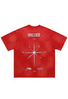 Crew slogan t-shirt Geometric print tee grunge top in red