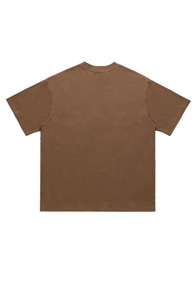 Surfer t-shirt tattoo print tee grunge sea top in brown