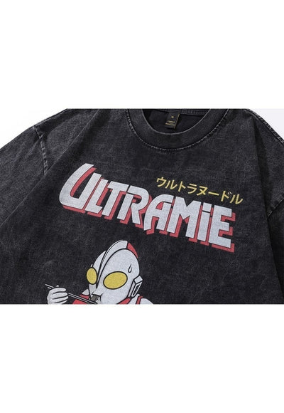 Anime t-shirt Ultramie tee retro Japanese cartoon top grey