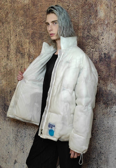 Transparent bomber see through padded puffer jacket in white