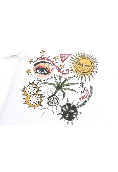 Psychedelic t-shirt naturist tee retro hippie top in white